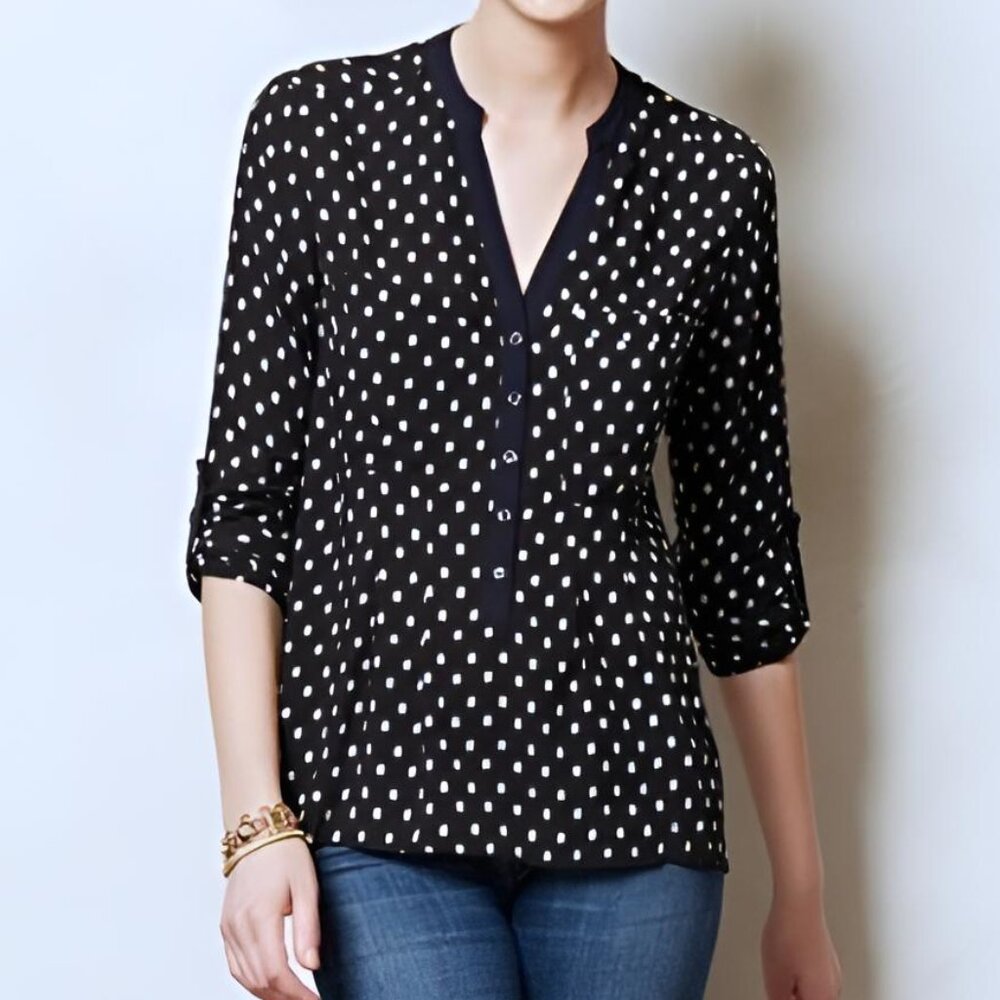 Anthropologie Vanessa Virginia rayon polka dot blouse 2